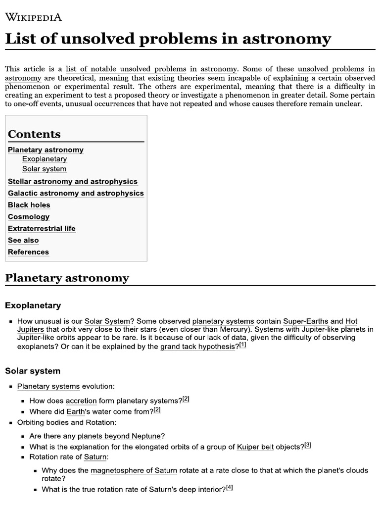 List of unsolved problems in astronomy | PDF