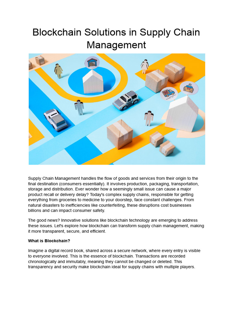 Blockchain Solutions In Supply Chain Management Pdf Supply Chain