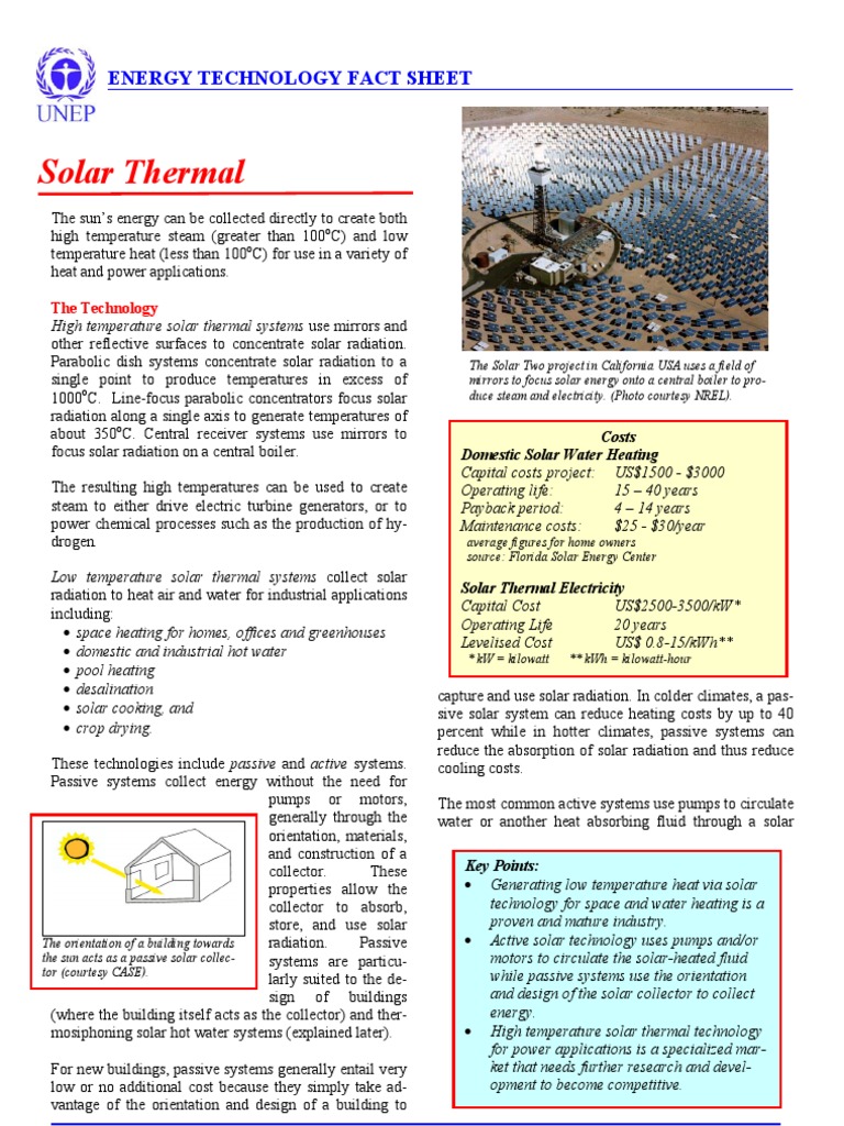 Solar Thermal Energy Applications | PDF | Solar Energy | Water Heating