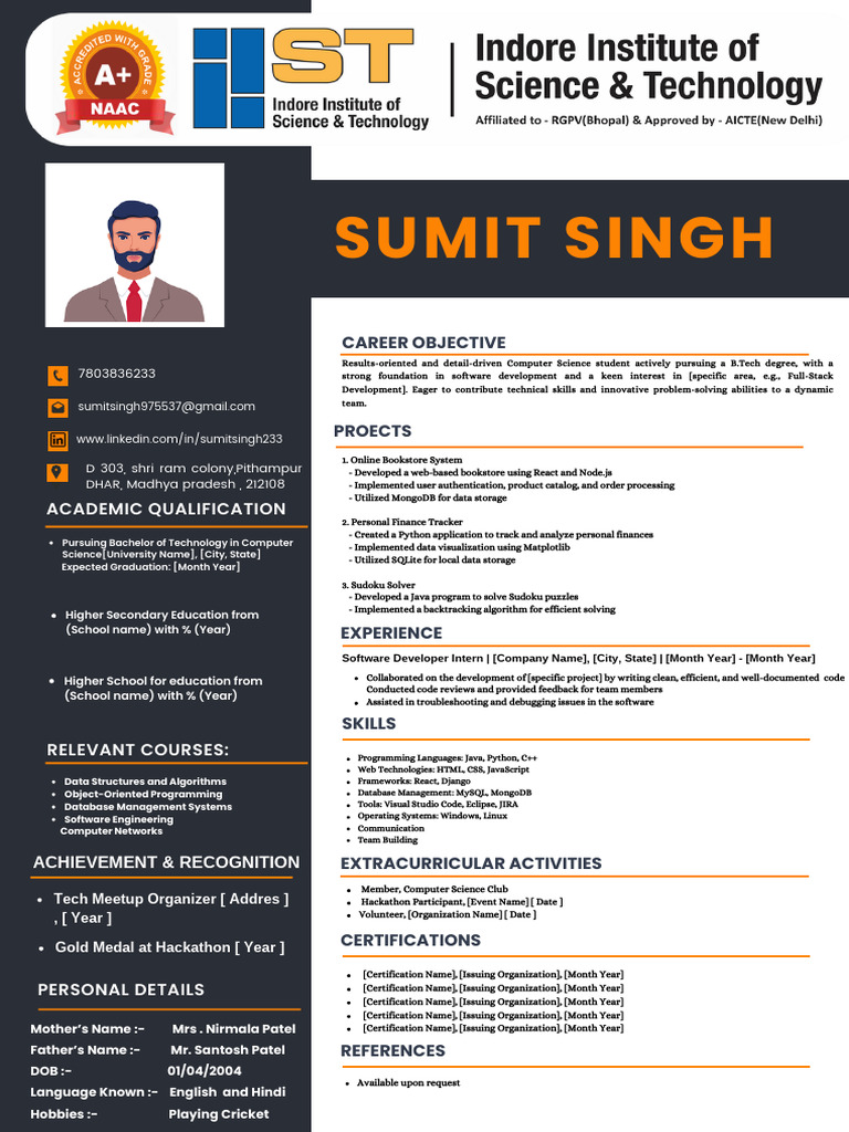 Computer Science Student Resume | PDF | Computer Programming | Software