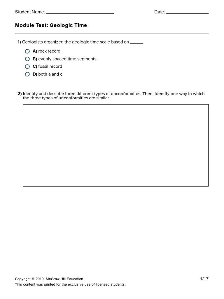 Module Test Geologic Time Se 2 Pdf Geologic Time Scale Stratigraphy