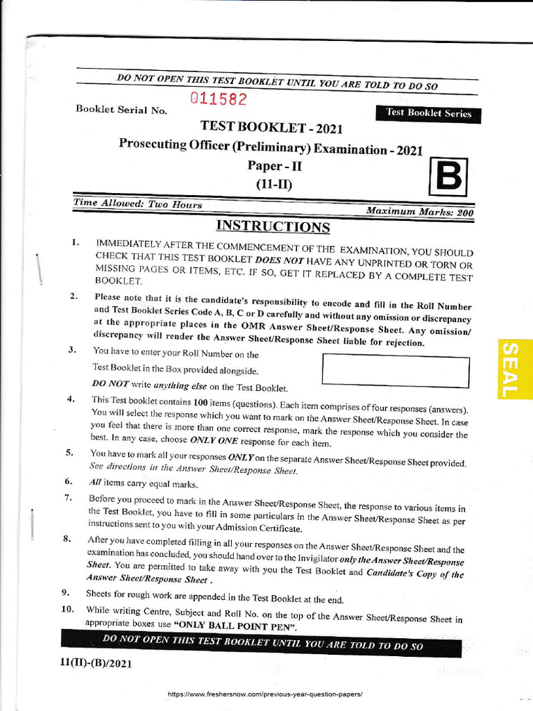 JKPSC Prosecuting Officer Model Paper | PDF