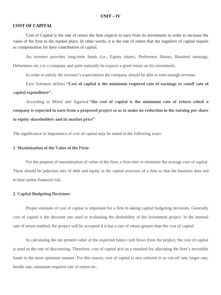 Understanding Cost of Capital and WACC | PDF | Cost Of Capital ...