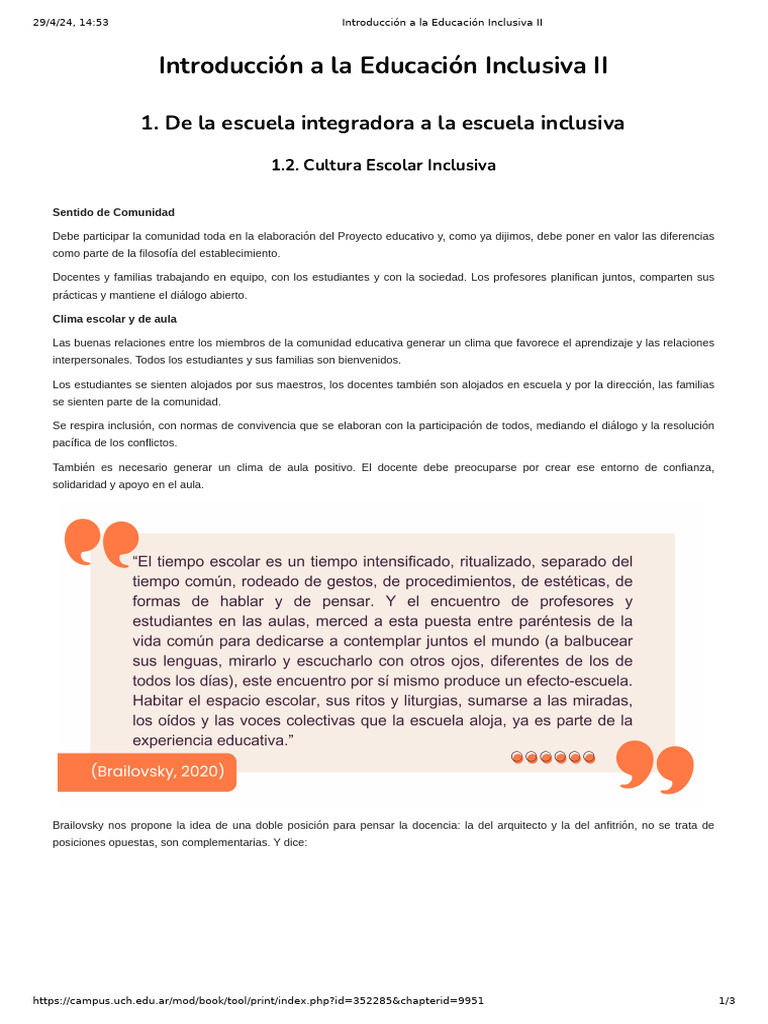 Cultura Escolar Inclusiva y Comunidad | PDF | Enseñando | Aprendizaje