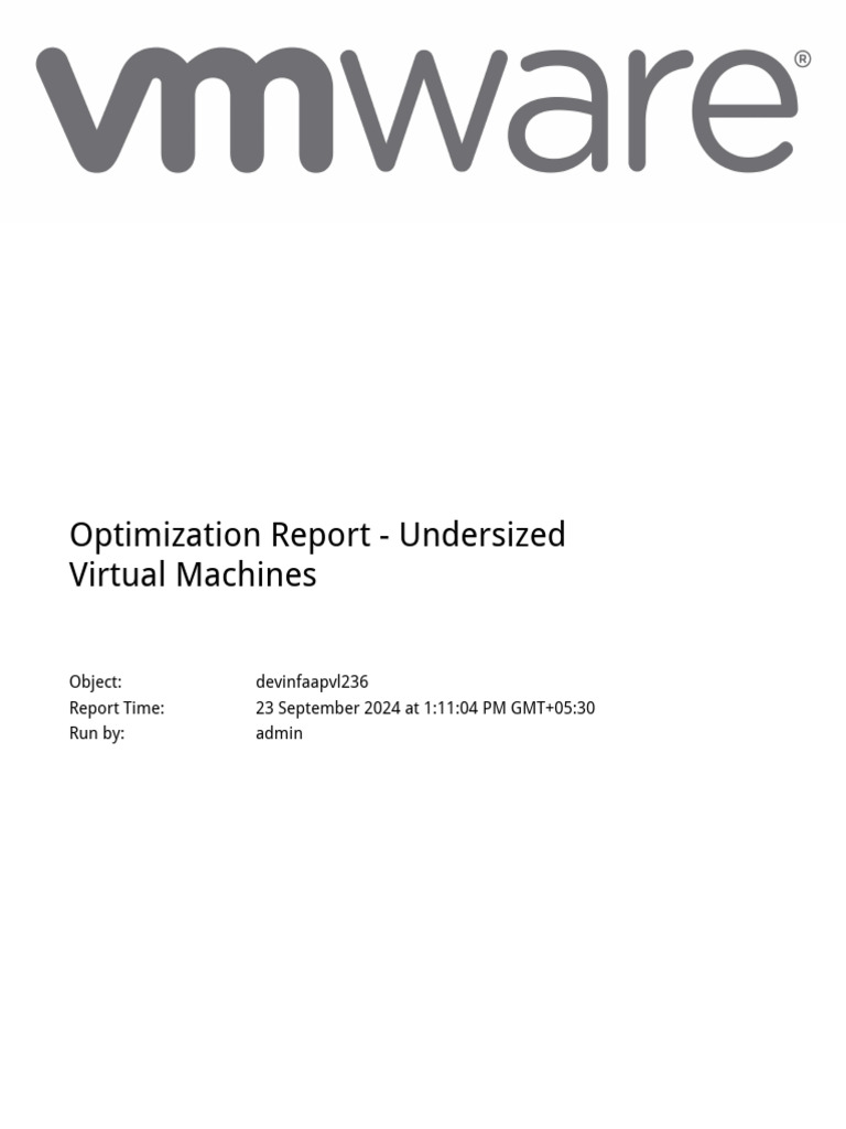 Undersized Virtual Machines Report | PDF