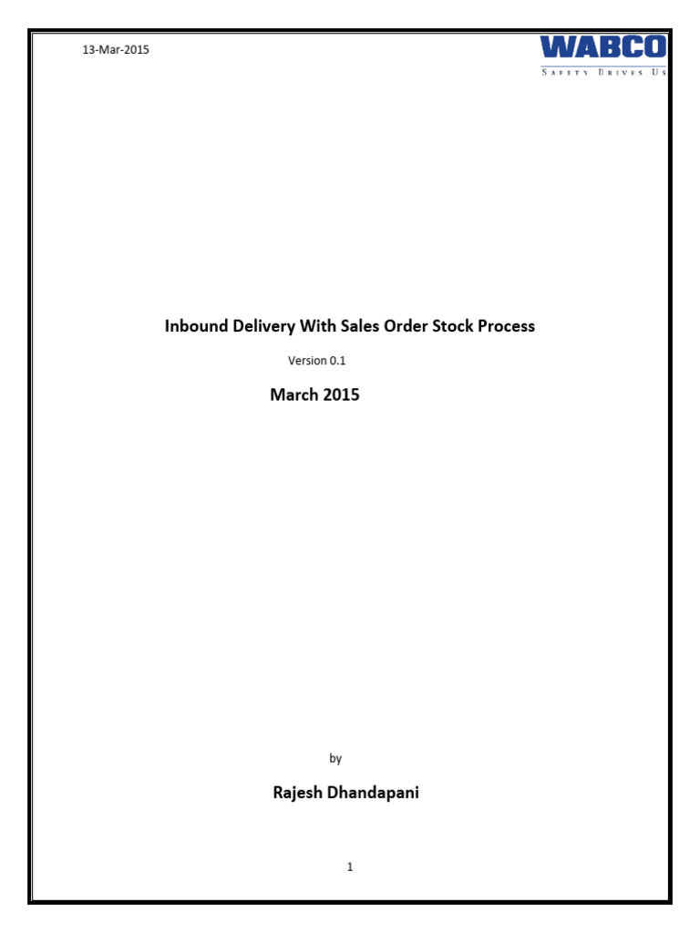 Inbound Delivery Process for Sales Orders | PDF | Receipt | Computing