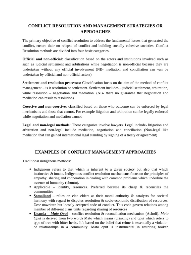 Conflict Management Approaches | PDF | Mediation | Arbitration