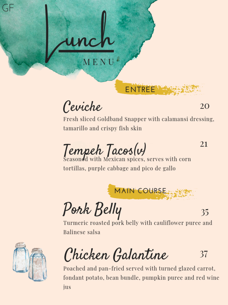 Tempeh Tacos and Gourmet Lunch Menu | PDF