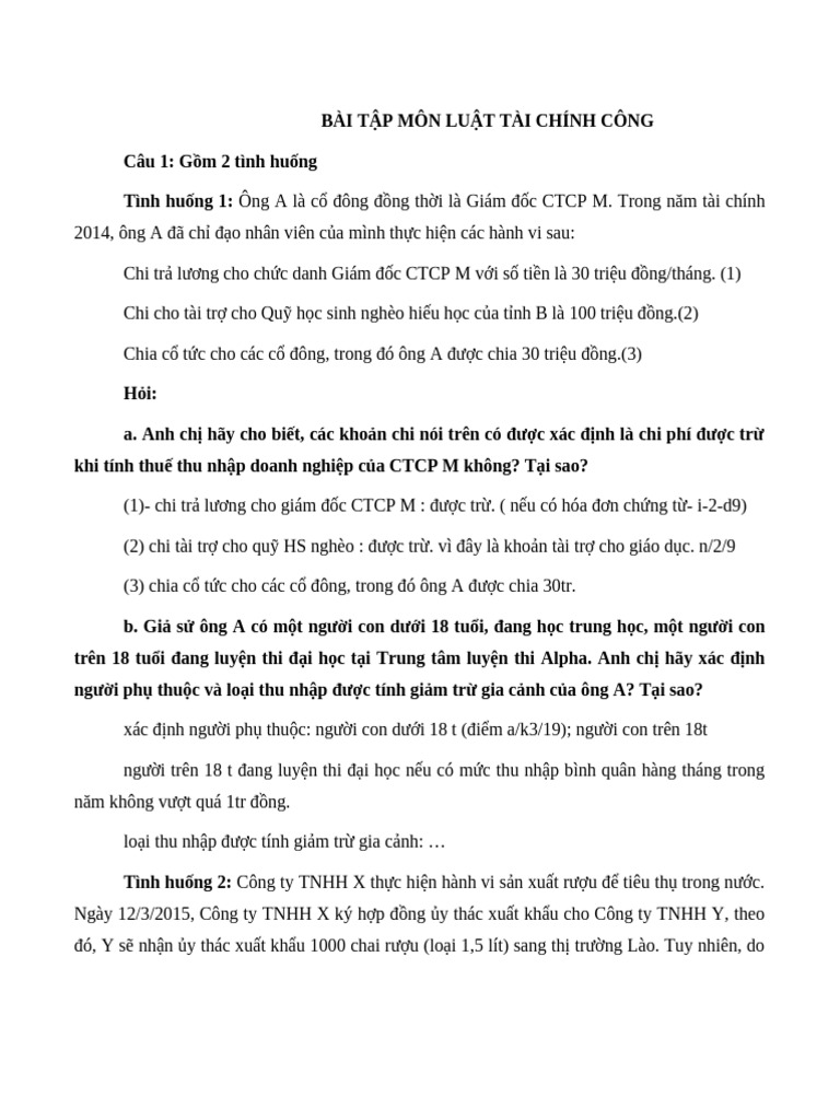 Bài tập TCC | PDF