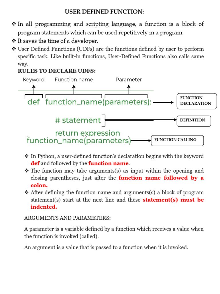 User-Defined Functions in Python | PDF | Parameter (Computer ...