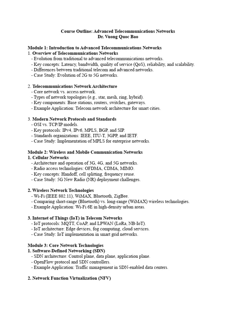 Advanced Telecommunications Networks Course | PDF | Computer Network ...