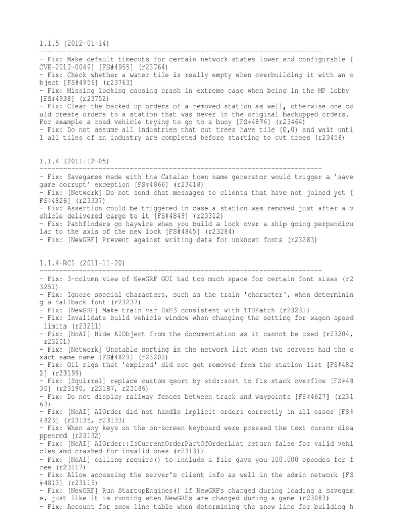 Change Log | PDF | Parameter (Computer Programming) | Rail Transport