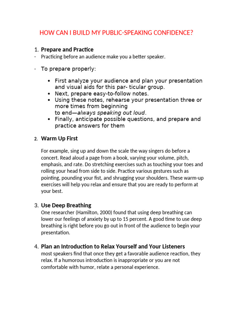 Build Public Speaking Confidence | PDF | Anxiety | Emotions