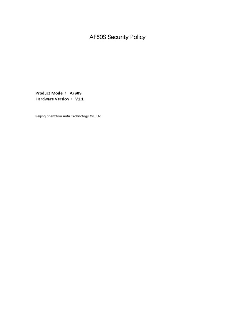 AF60S POS Terminal Security Policy | PDF | Key (Cryptography) | Encryption