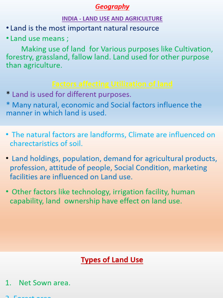 Land Use Patterns in India | PDF | Agriculture | Intensive Farming