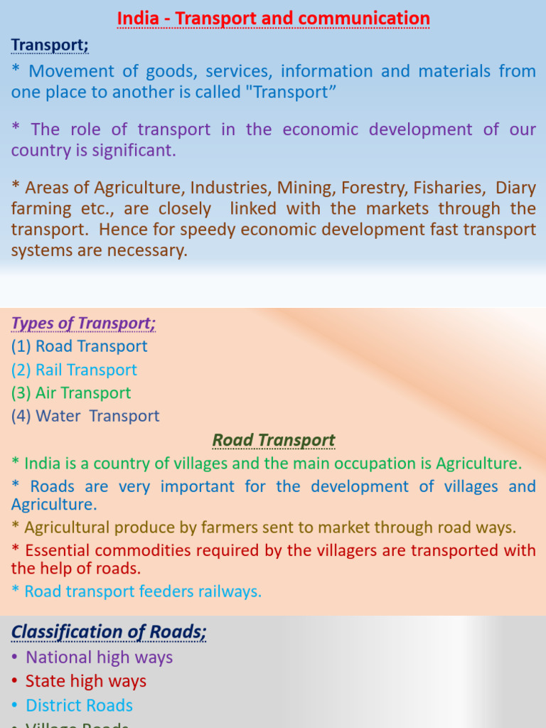 Role of Transport in India's Economy | PDF | Global Positioning System ...