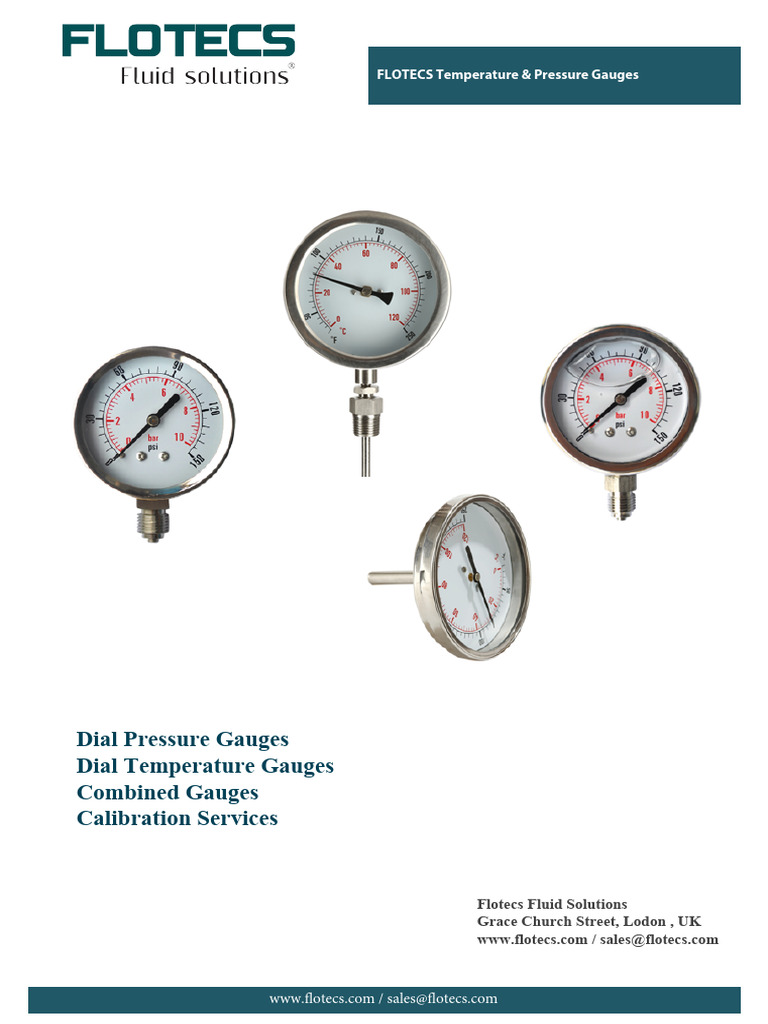 Flotecs Pressure & Temperature Gauges | PDF | Pressure Measurement ...