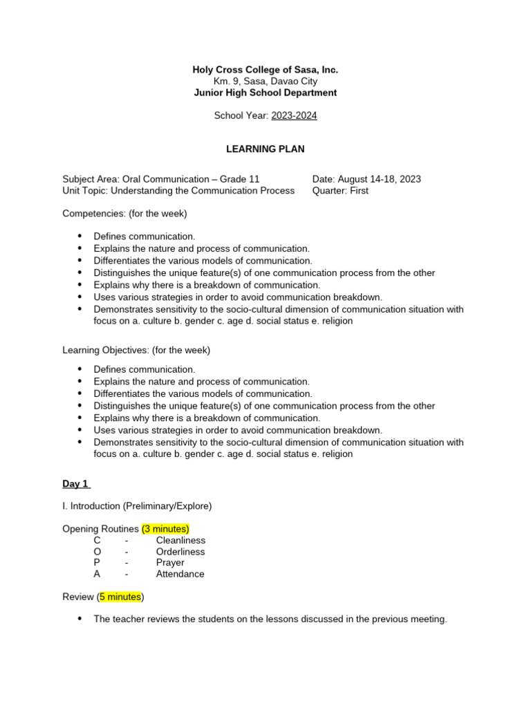 Quarter 1 week 1 | PDF | Nonverbal Communication | Communication