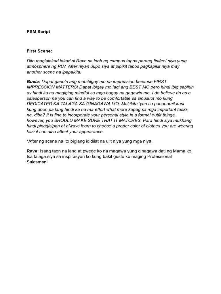 PSM Official Script | PDF