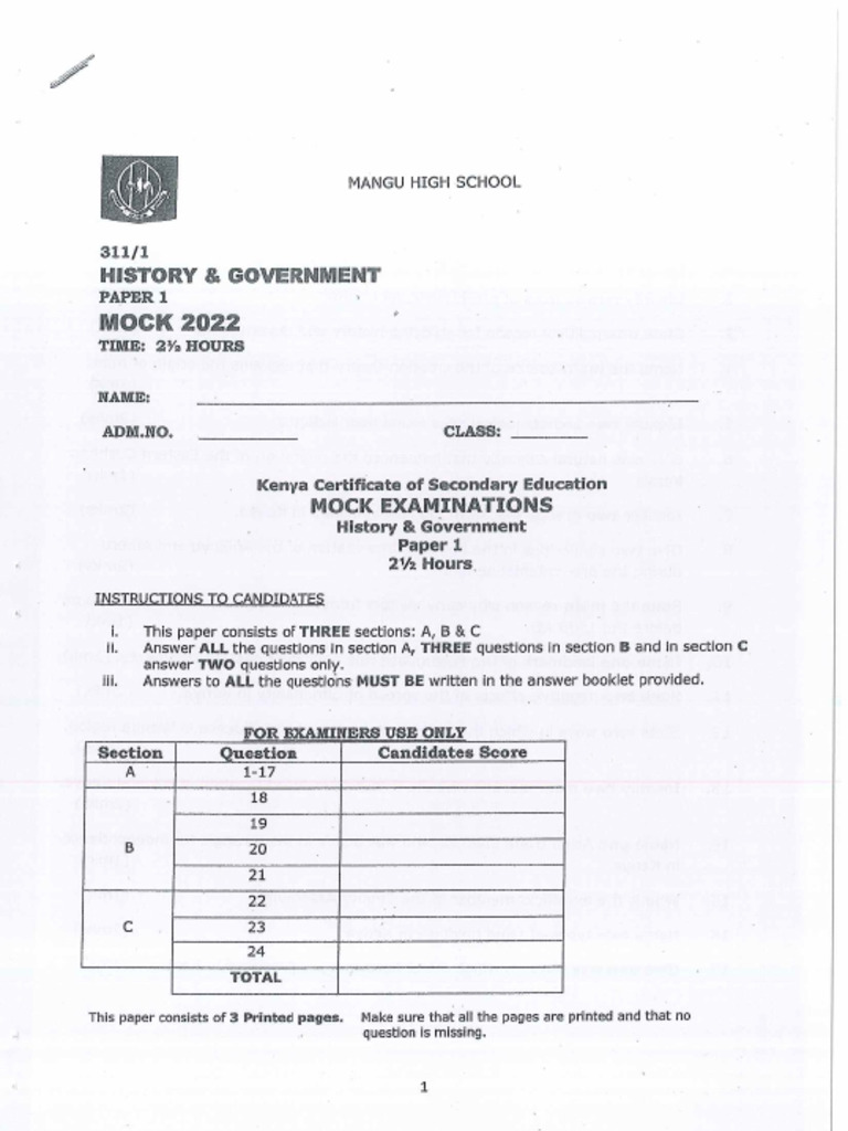History and Government Paper 1 1 | PDF