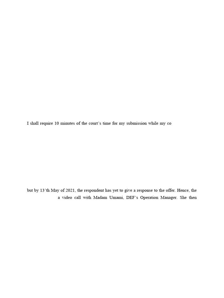 Mooting Script for Contract Dispute | PDF | Offer And Acceptance ...