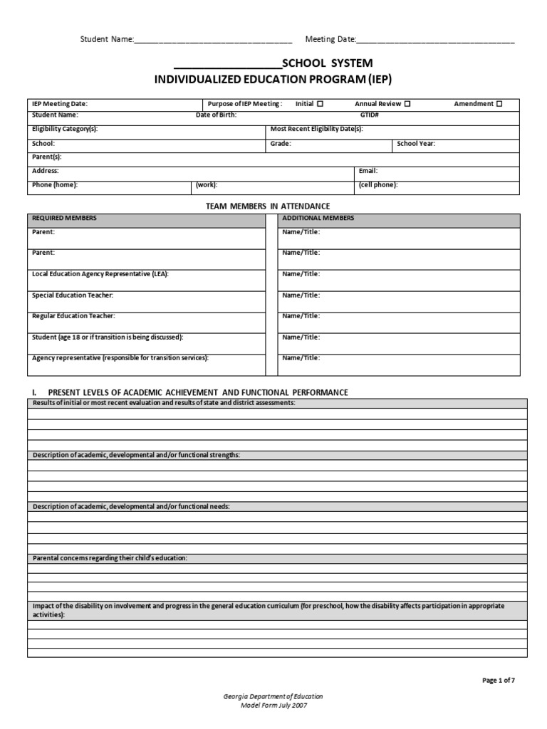 IEP Goals and Objectives in Georgia | PDF | Individualized Education ...