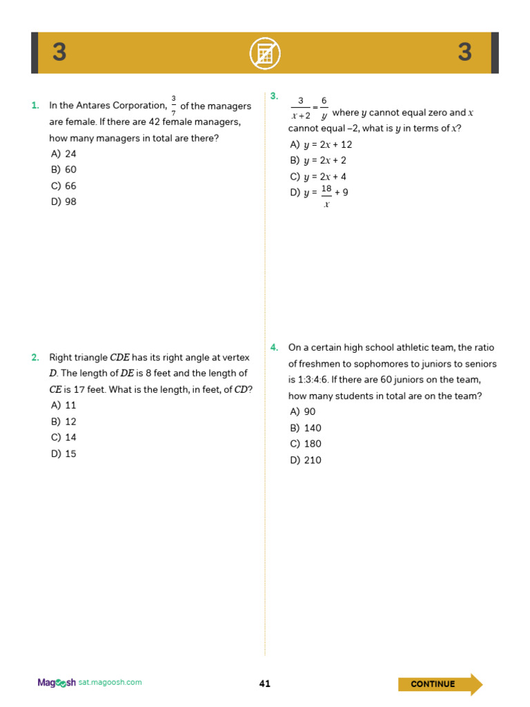 Sat Test Magoosh-Toán | PDF | Triangle | Area