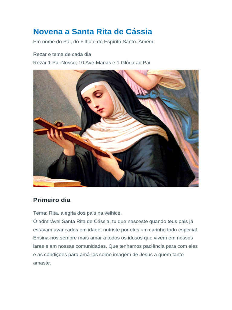 Novena A Santa Rita de Cássia | PDF | Oração | Amor