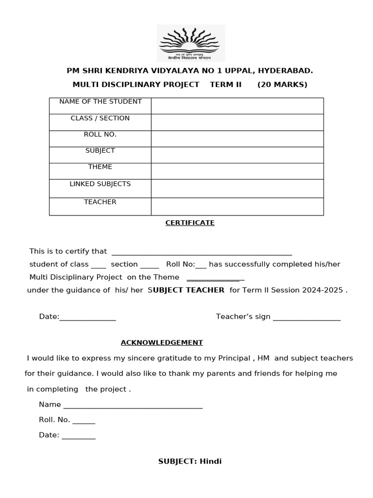 MDP Hindi Class 5 | PDF