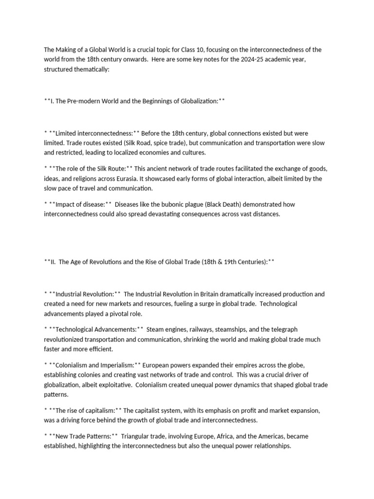 Globalization Insights for Class 10 | PDF | Globalization | Trade