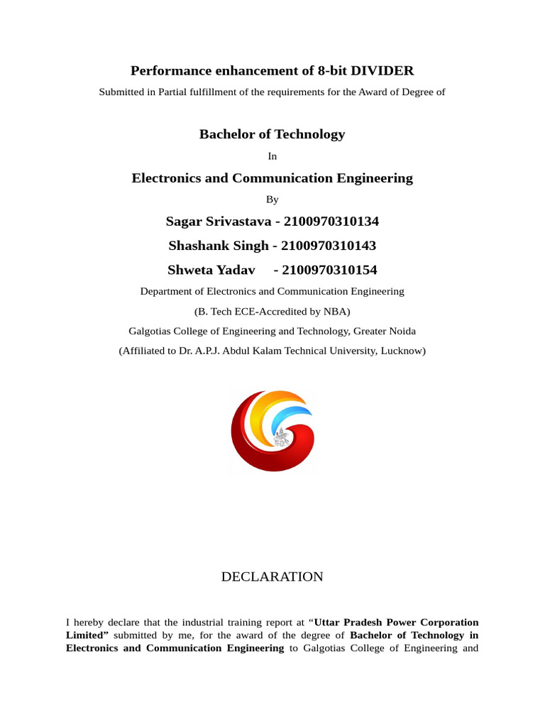 8-bit Divider Performance Enhancement Report | PDF