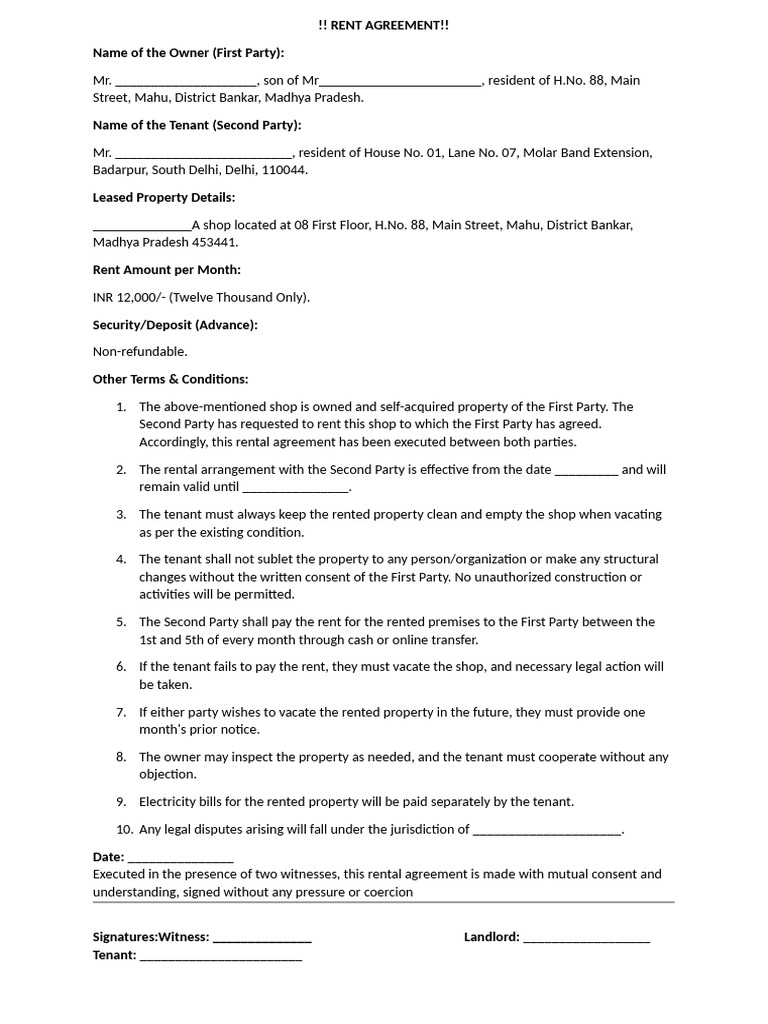Rent Agreement | PDF