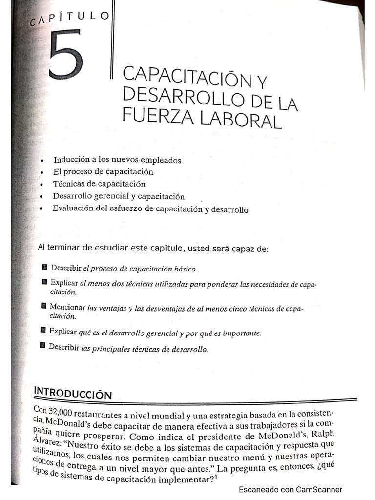 Capítulo 5 Capacitación y Desarrollo de La Fuerza Laboral | PDF