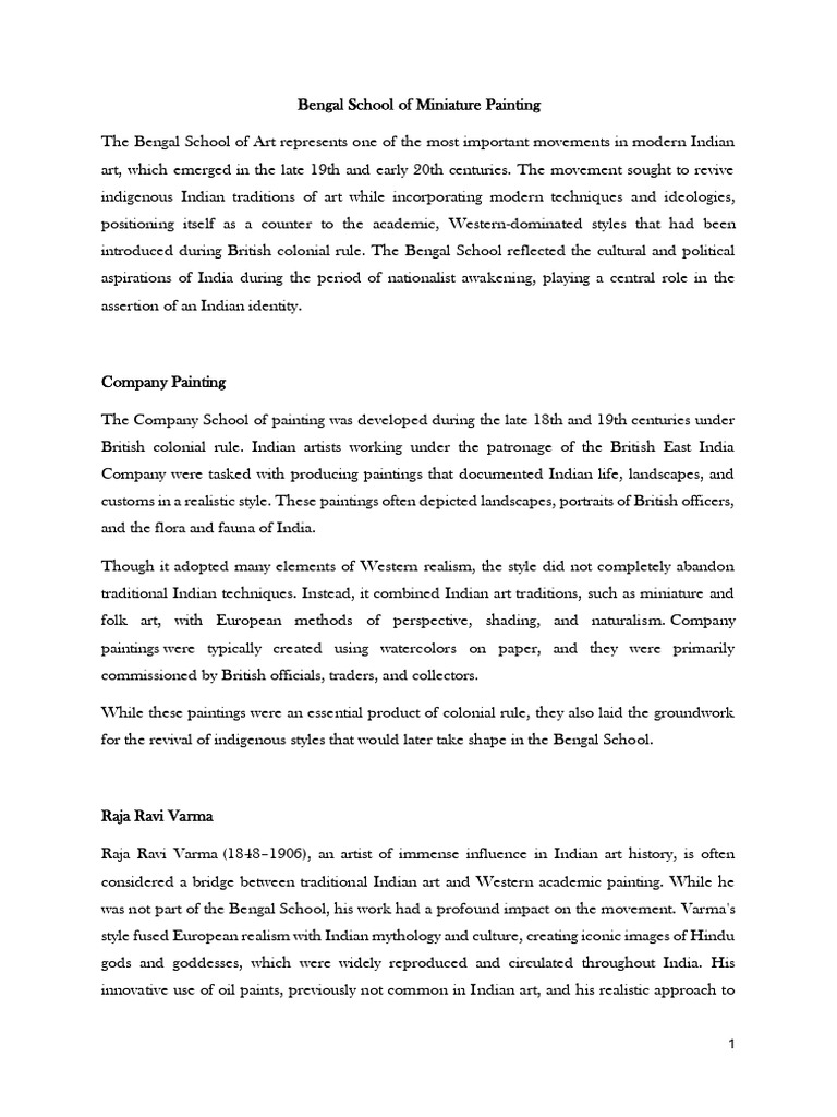 Bengal School of Miniature Painting Class 12th Important Painting Topic ...