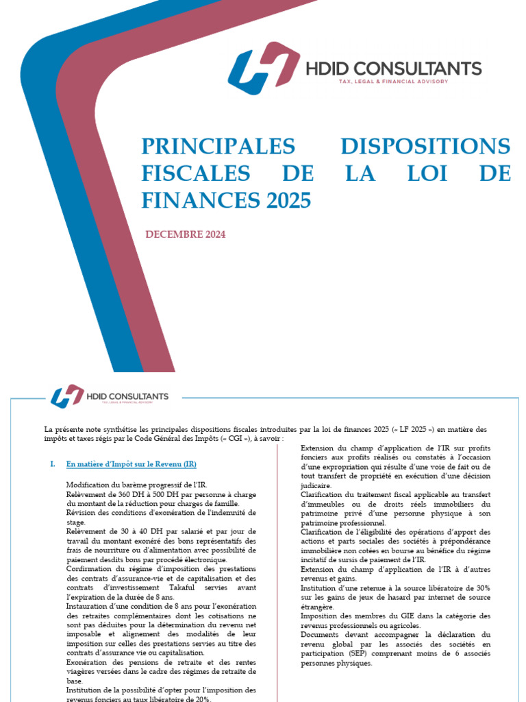 Dispositions fiscales LF 2025 | PDF | Impôts | Taxe sur la valeur ajoutée