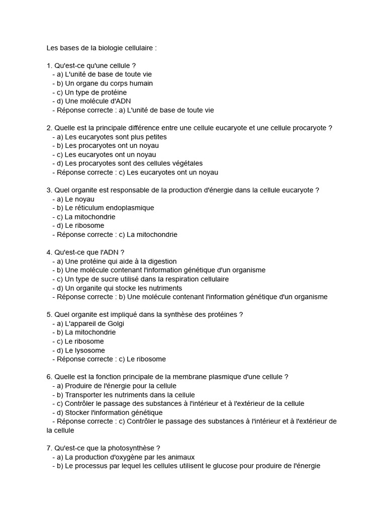 Introduction à la biologie cellulaire | PDF | Cellule (Biologie ...