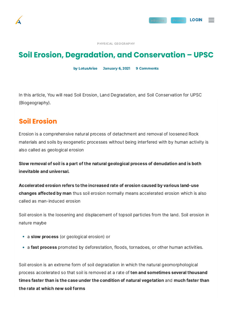 Soil Erosion and Conservation for UPSC | PDF | Erosion | Soil