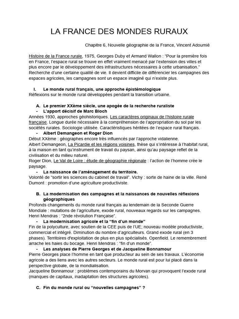 Nouvelle géographie des mondes ruraux en France | PDF | Zone rurale ...