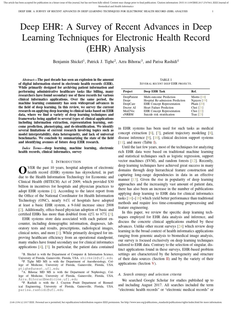 2018 - Deep EHR - A Survey of Recent Advances in Deep Learning ...