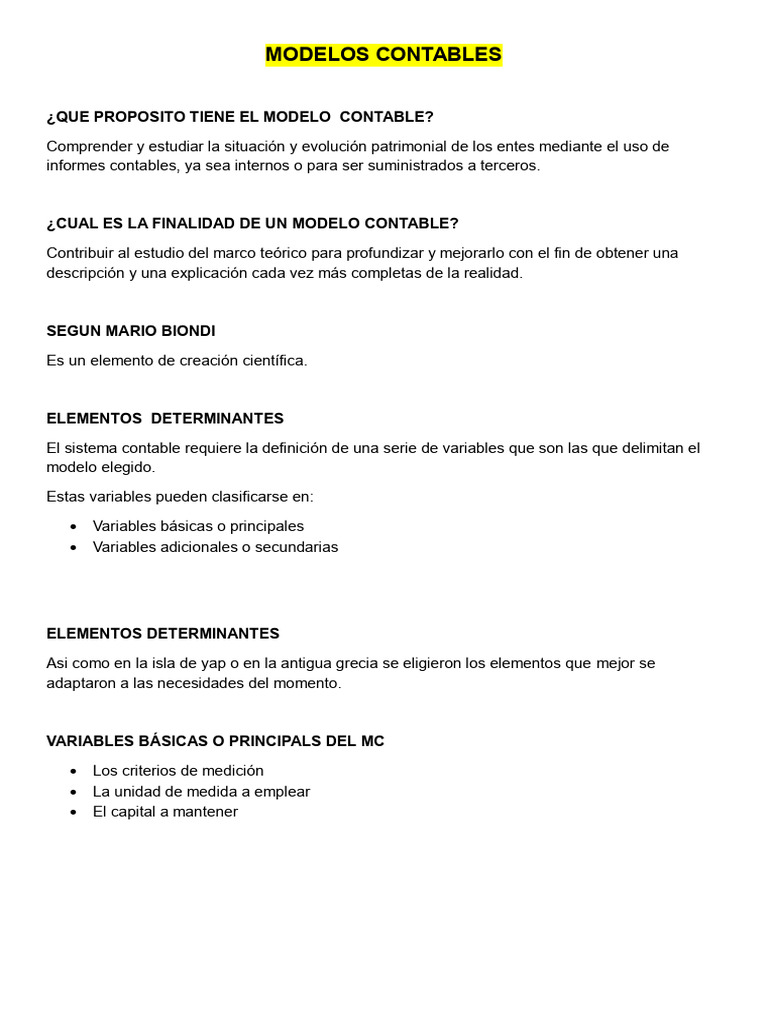 Modelos Contables y Su Función | PDF
