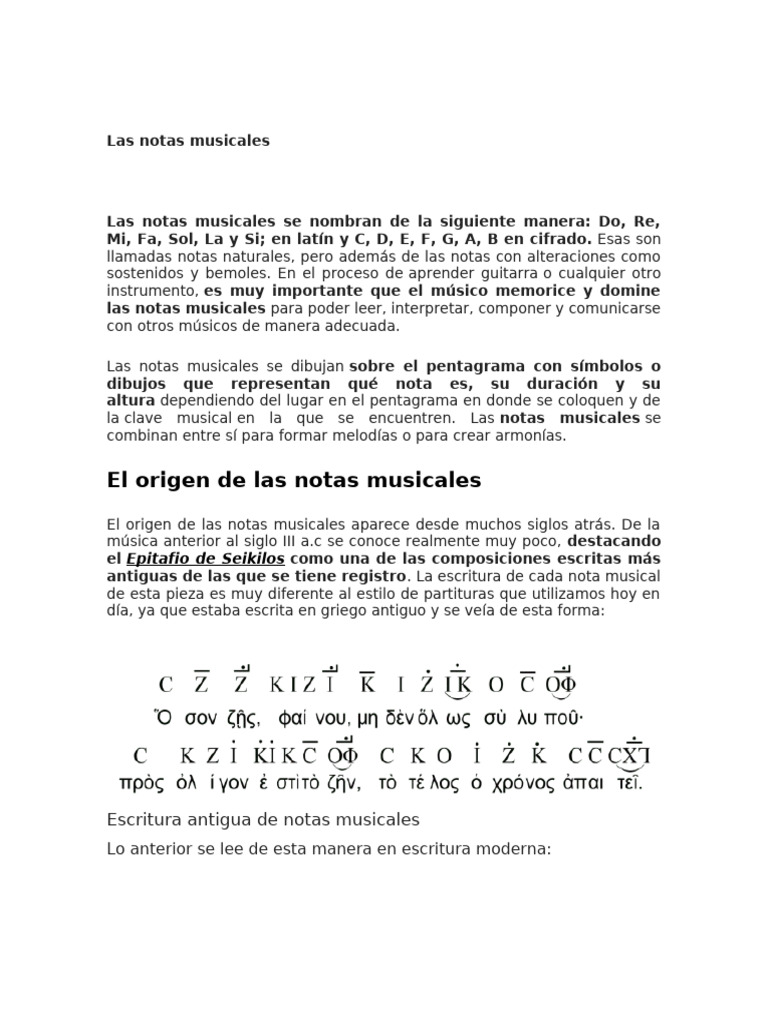 Las Notas Musicales | PDF | Clave | Musicología