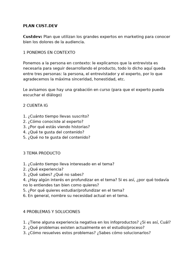 CUST-DEV Material | PDF