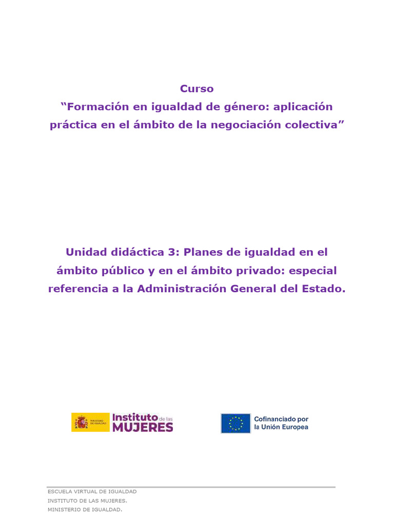 Unidad 3 Neg Colectiva Planes Igualdad Compr Pdf Derecho Laboral