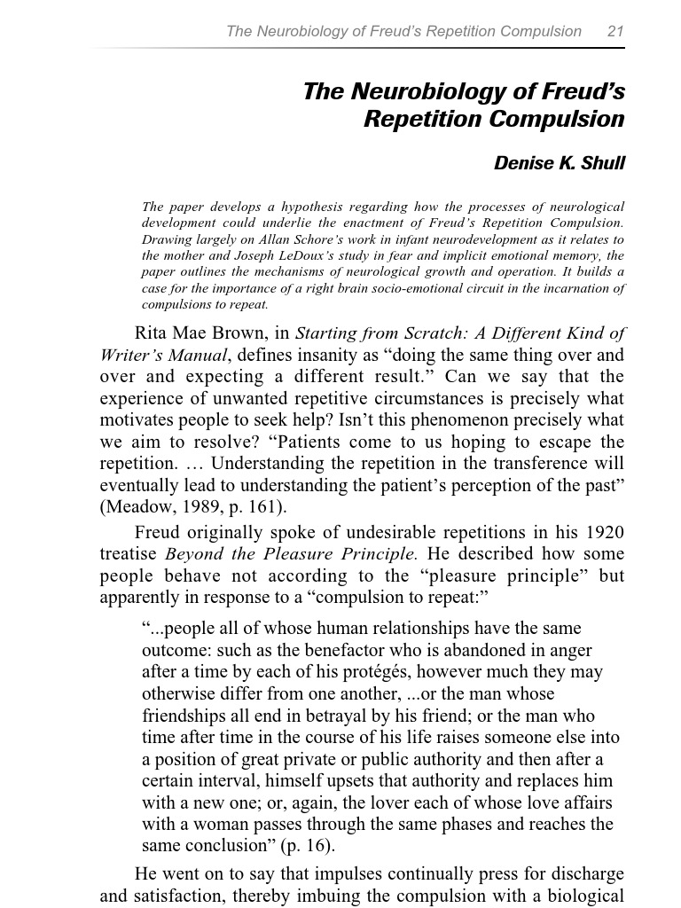 Neurobiology of Repetition Compulsion | PDF | Amygdala | Memory