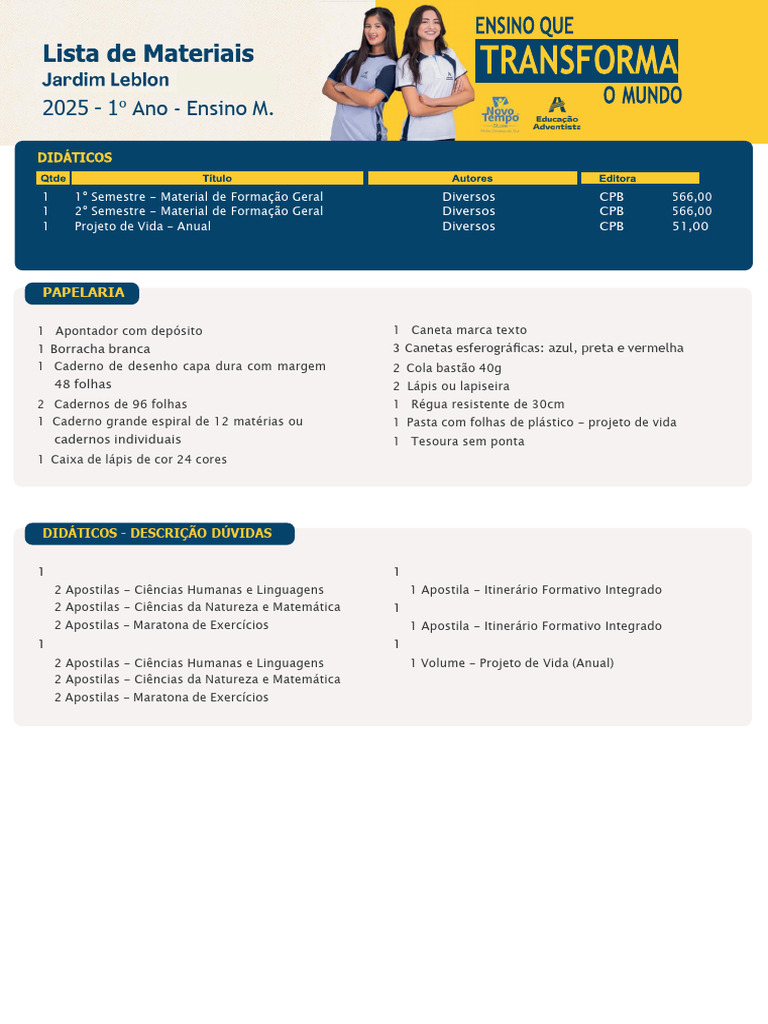 1º Ano - Ensino Médio | PDF