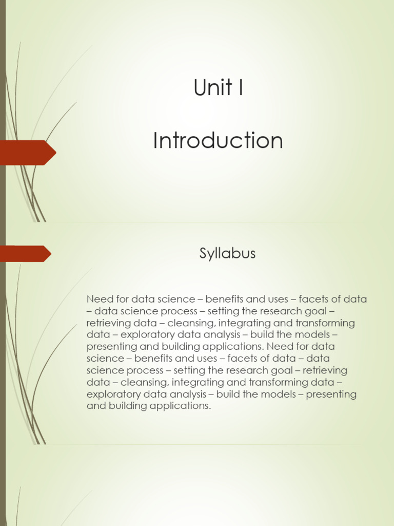 UNIT 1 PPT 1 | PDF | Data Science | Data