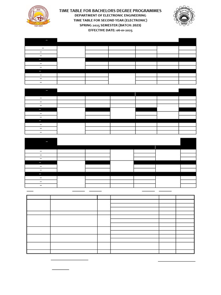 Time Table SE (EL) Spring 2025 - Proposed (06-01-2025) | PDF | Computer ...