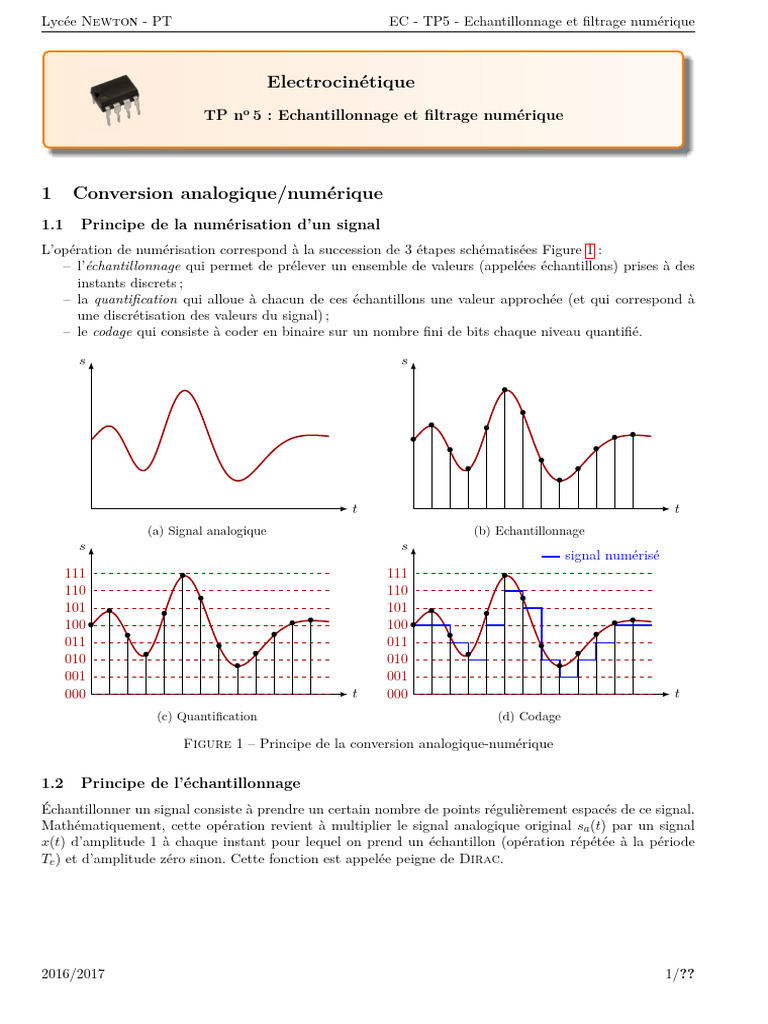 Échantillonnage et filtrage numérique au lycée | PDF | Échantillonnage ...