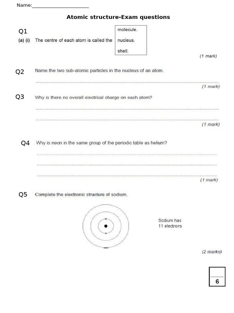 Atomic Structure-Starter | PDF