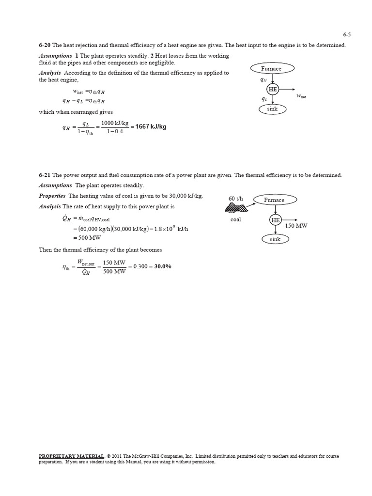 Heat Engine Efficiency Calculations | PDF